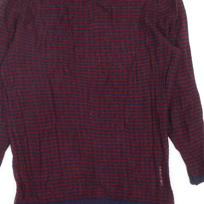 LOFT Womens Red Polyester Basic T-Shirt Size XS Boat Neck