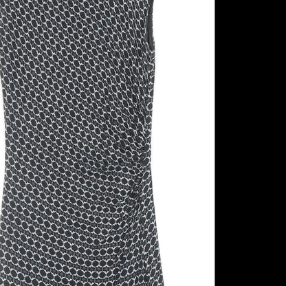 LOFT Womens Black Geometric Viscose Pencil Dress Size S Boat Neck Pullover