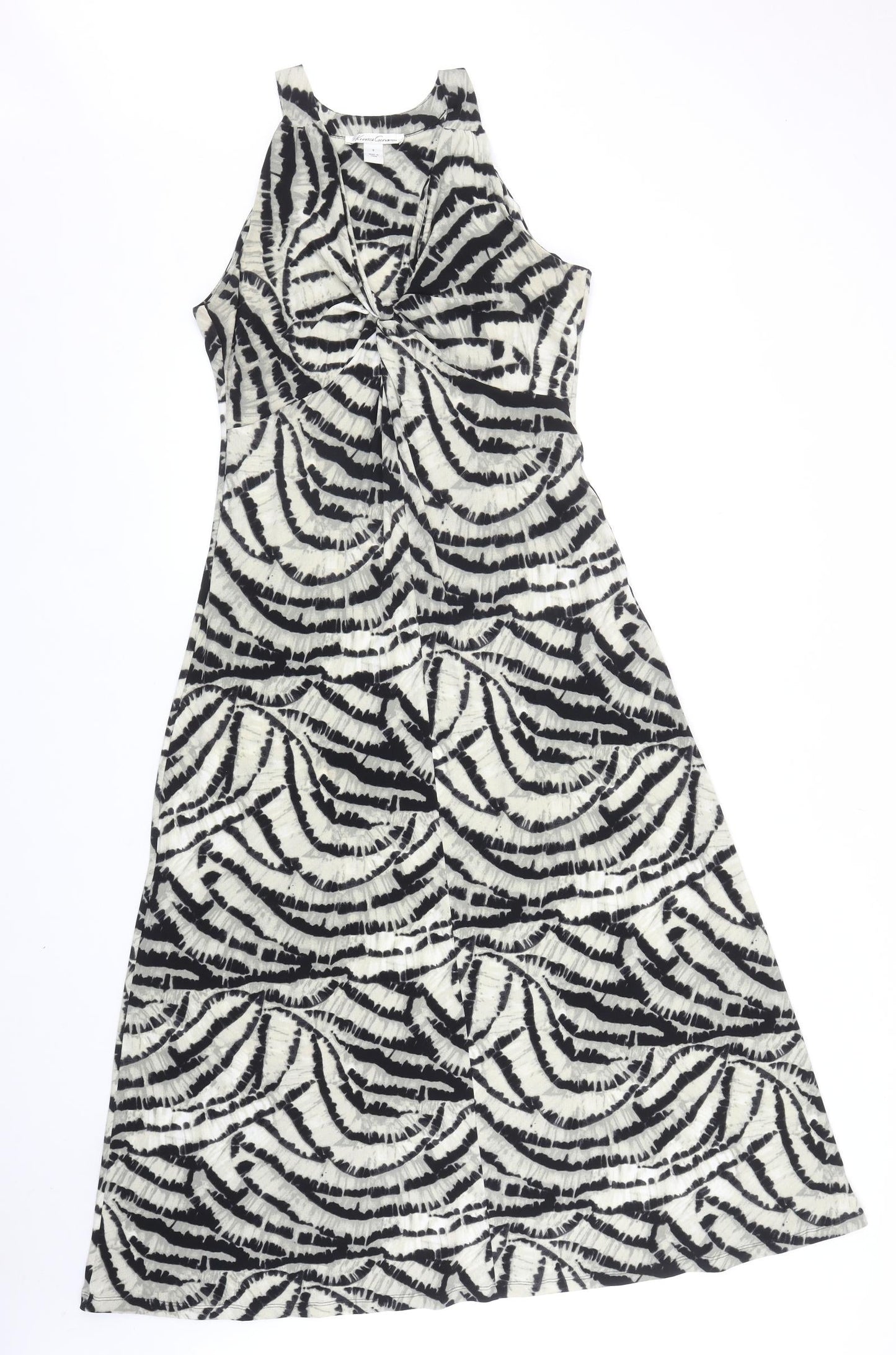 Kenneth Cole Womens Black Geometric Polyester Tank Dress Size S V-Neck Pullover - Twist Detail