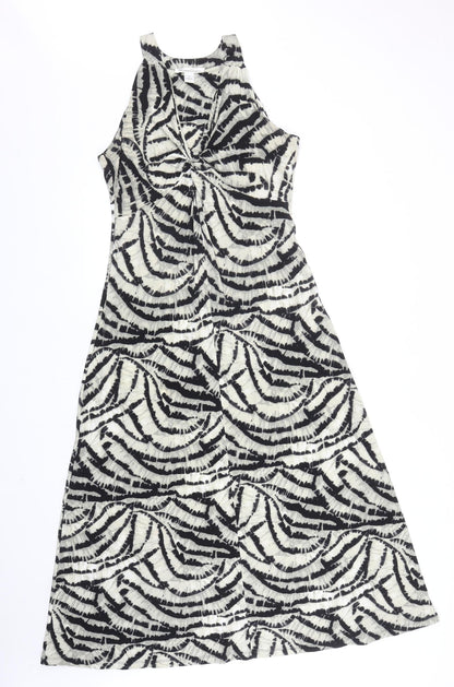 Kenneth Cole Womens Black Geometric Polyester Tank Dress Size S V-Neck Pullover - Twist Detail