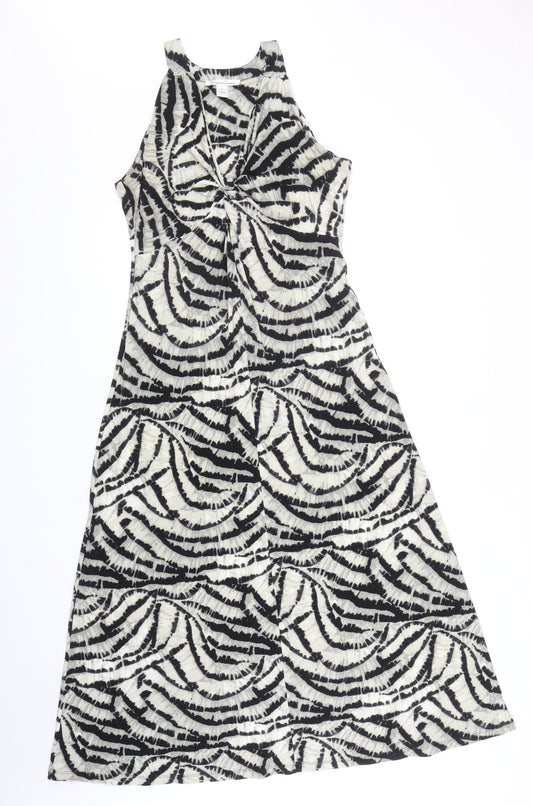 Kenneth Cole Womens Black Geometric Polyester Tank Dress Size S V-Neck Pullover - Twist Detail