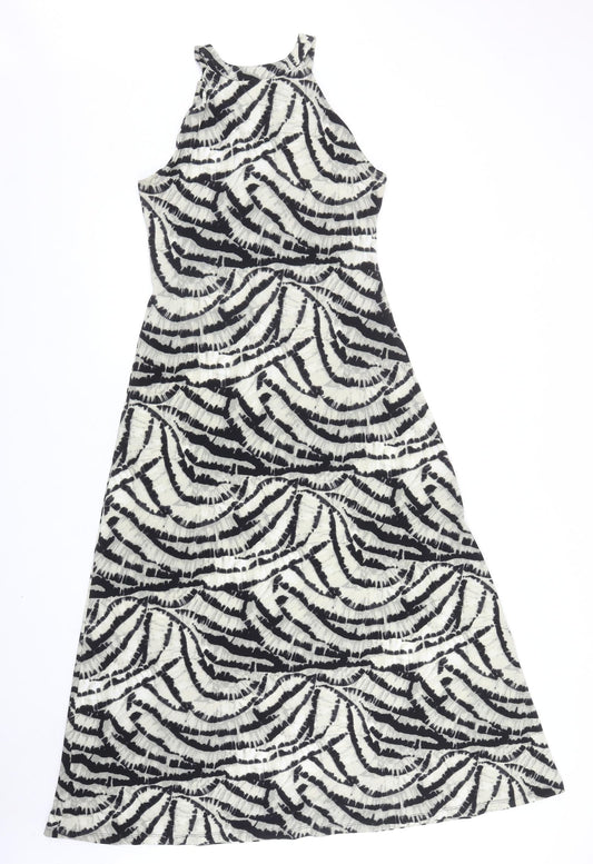 Kenneth Cole Womens Black Geometric Polyester Tank Dress Size S V-Neck Pullover - Twist Detail