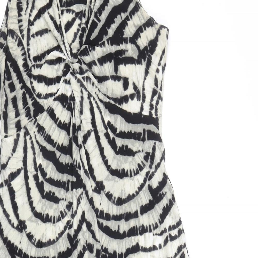 Kenneth Cole Womens Black Geometric Polyester Tank Dress Size S V-Neck Pullover - Twist Detail