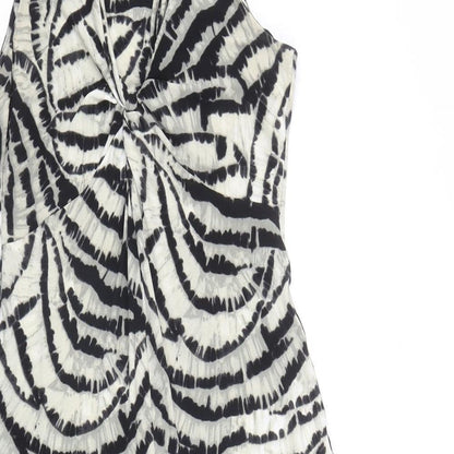 Kenneth Cole Womens Black Geometric Polyester Tank Dress Size S V-Neck Pullover - Twist Detail