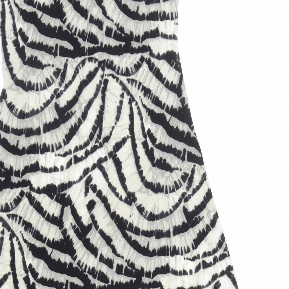 Kenneth Cole Womens Black Geometric Polyester Tank Dress Size S V-Neck Pullover - Twist Detail