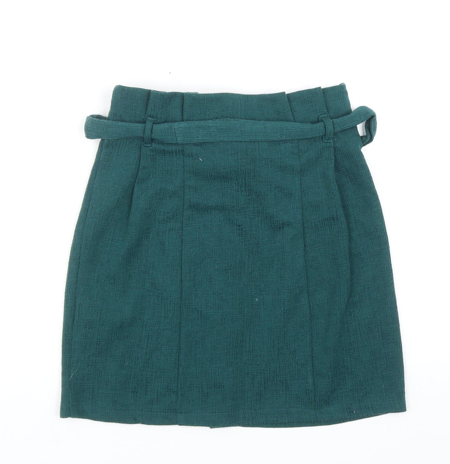 Primark Womens Green Polyester A-Line Skirt Size 6 Button - Belted