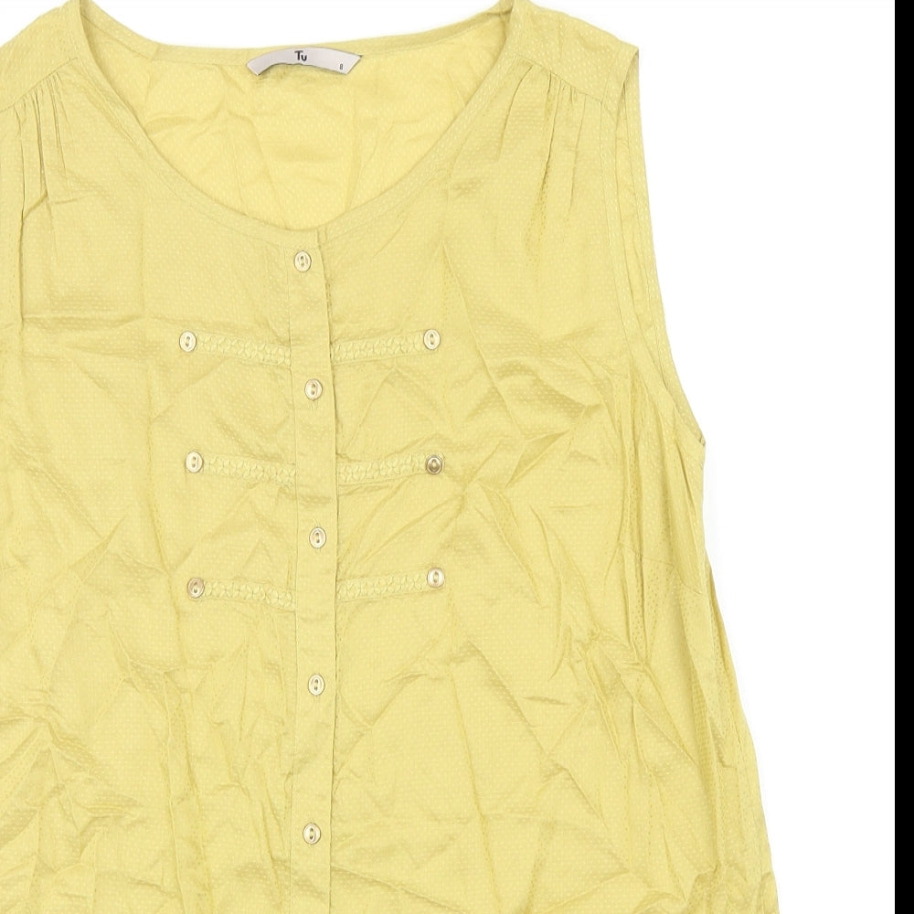 TU Womens Green Modal Basic Blouse Size 8 Boat Neck