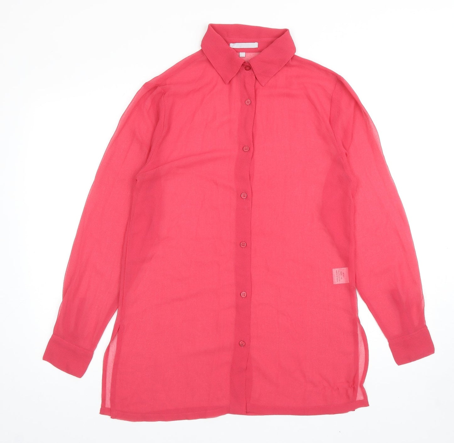 Womens UK Size 10 Preworn Pink Basic Button-Up