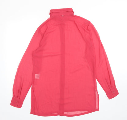 Womens UK Size 10 Preworn Pink Basic Button-Up