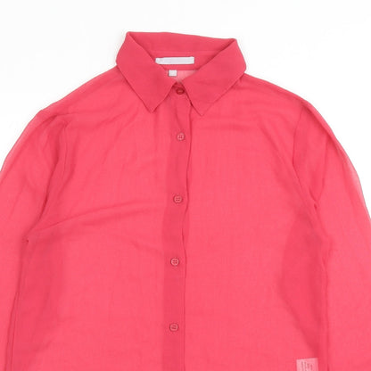 Womens UK Size 10 Preworn Pink Basic Button-Up