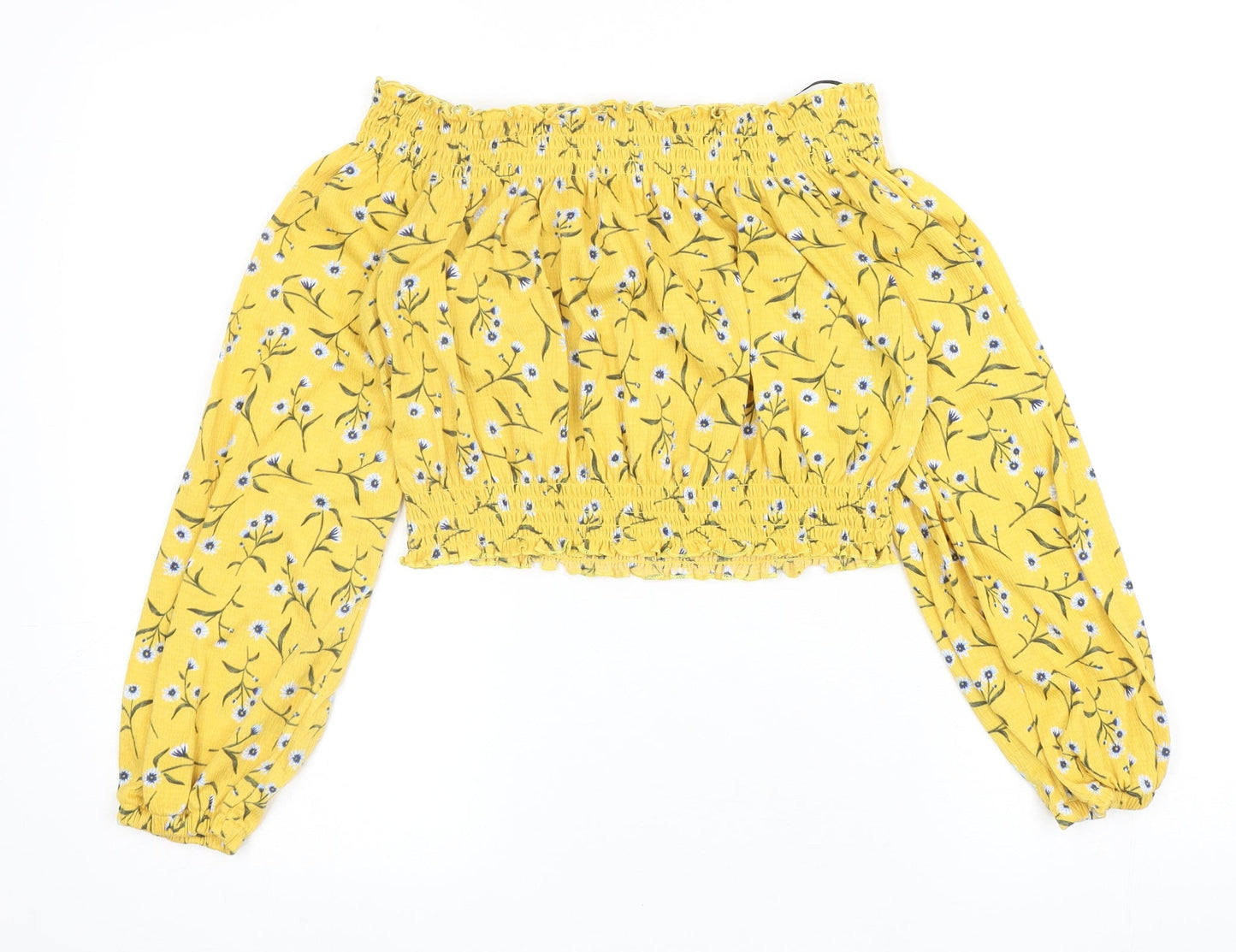 Womens UK Size S Divided by H&M Yellow Cropped Blouse