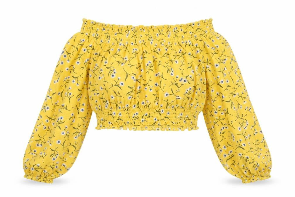 Womens UK Size S Divided by H&M Yellow Cropped Blouse