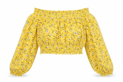 Womens UK Size S Divided by H&M Yellow Cropped Blouse