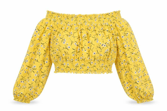 Womens UK Size S Divided by H&M Yellow Cropped Blouse
