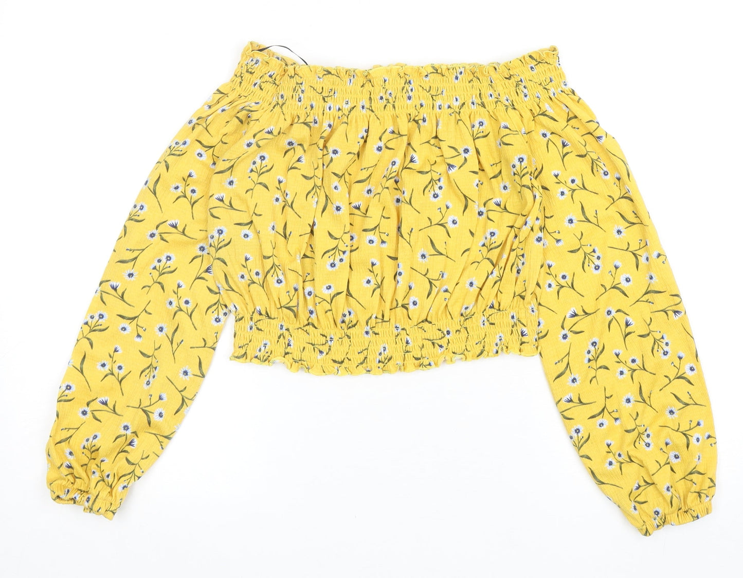 Womens UK Size S Divided by H&M Yellow Cropped Blouse