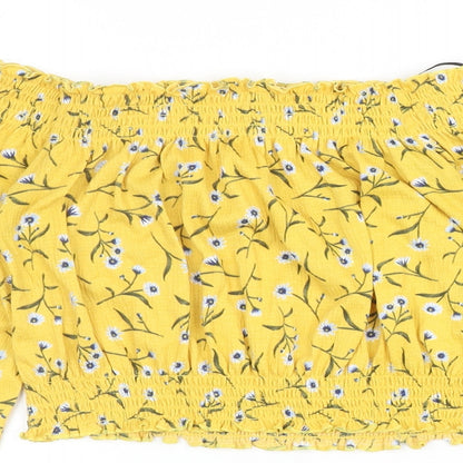 Womens UK Size S Divided by H&M Yellow Cropped Blouse