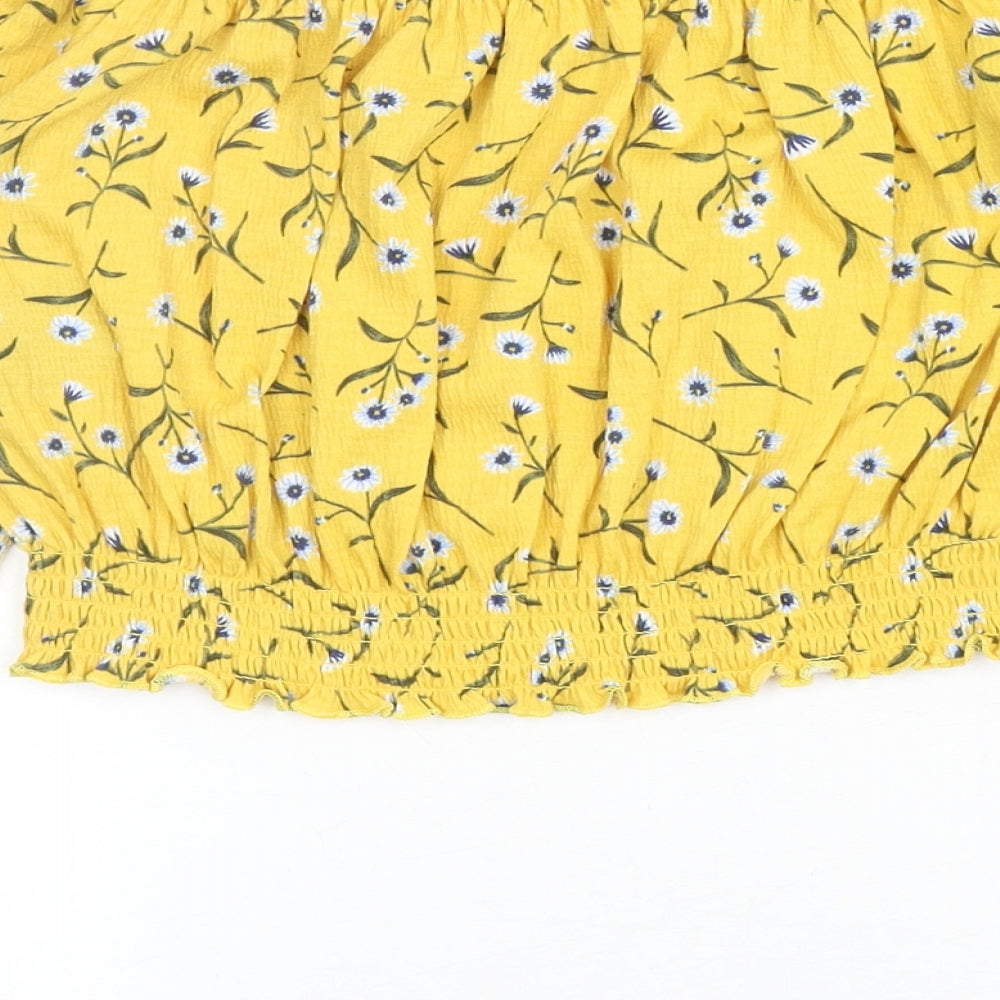 Womens UK Size S Divided by H&M Yellow Cropped Blouse