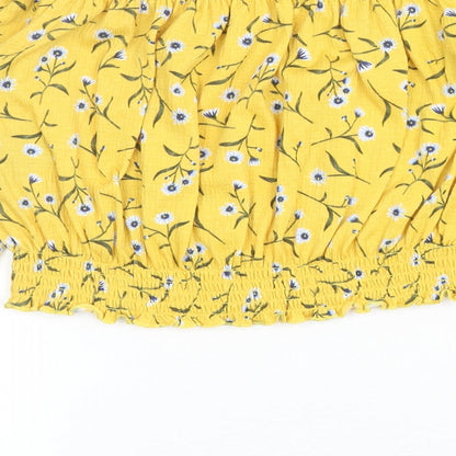 Womens UK Size S Divided by H&M Yellow Cropped Blouse