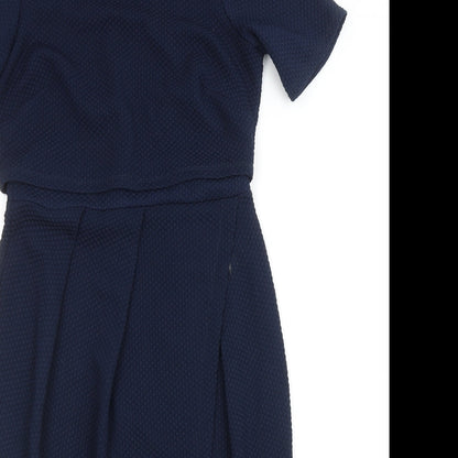 ASOS Womens Blue Polyester Pencil Dress Size 10 Round Neck Zip