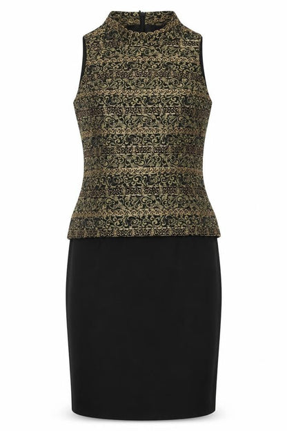 Jessica Howard Womens Black Polyester A-Line Size 12 High Neck Zip