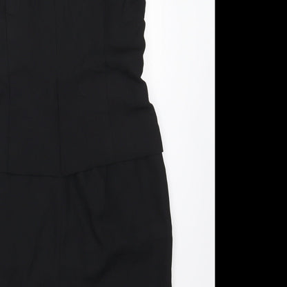 Jessica Howard Womens Black Polyester A-Line Size 12 High Neck Zip