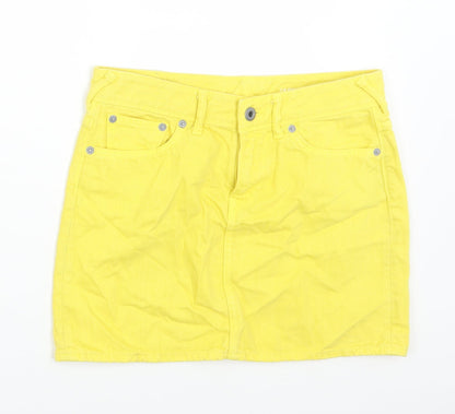 Jack Wills Womens Yellow Cotton Mini Skirt Size 26 in Button