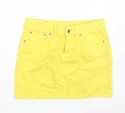 Jack Wills Womens Yellow Cotton Mini Skirt Size 26 in Button
