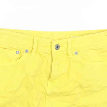 Jack Wills Womens Yellow Cotton Mini Skirt Size 26 in Button
