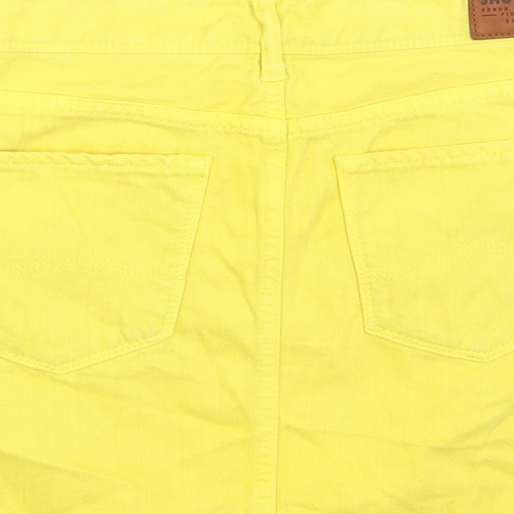 Jack Wills Womens Yellow Cotton Mini Skirt Size 26 in Button