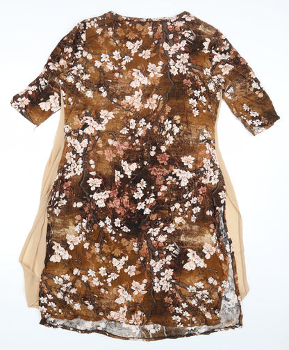 Preworn Womens Multicoloured Floral Cotton A-Line Size 2XL Round Neck Pullover