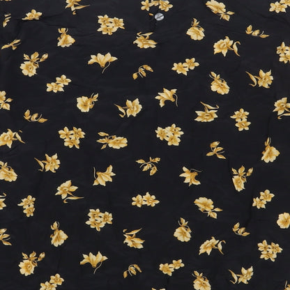 Evan Picone Womens Black Floral Silk Basic T-Shirt Size 6 Round Neck