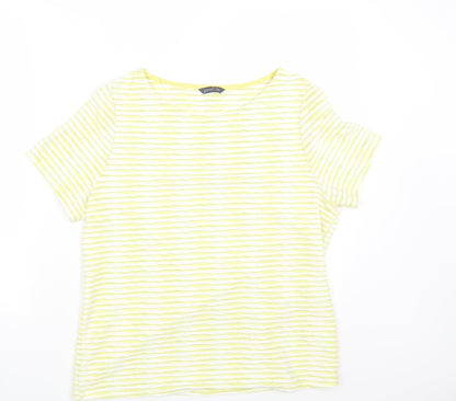 Womens UK Size 14 Profile Yellow Basic T-Shirt