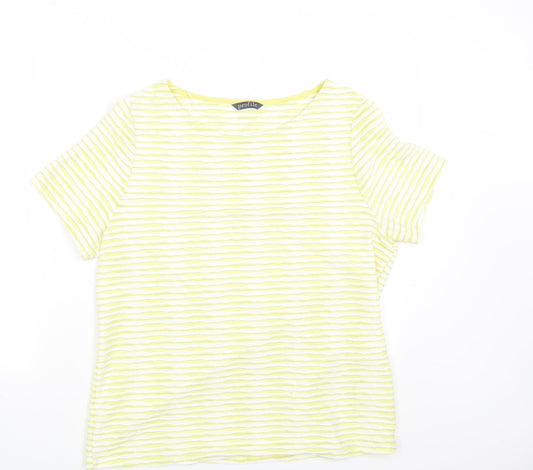 Womens UK Size 14 Profile Yellow Basic T-Shirt