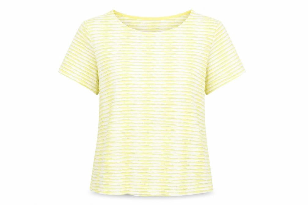 Womens UK Size 14 Profile Yellow Basic T-Shirt