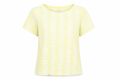 Womens UK Size 14 Profile Yellow Basic T-Shirt