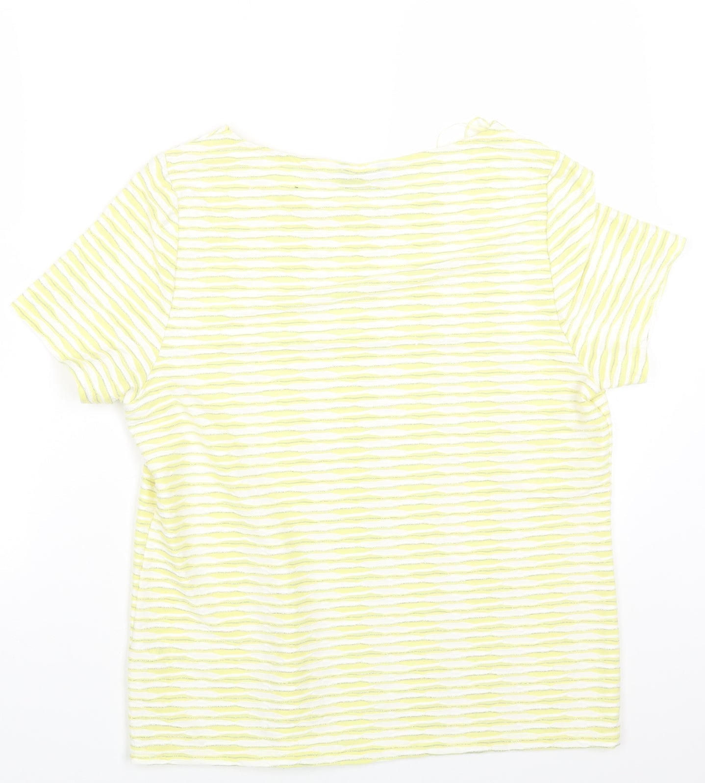 Womens UK Size 14 Profile Yellow Basic T-Shirt