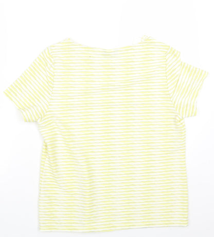 Womens UK Size 14 Profile Yellow Basic T-Shirt