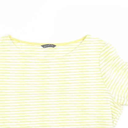 Womens UK Size 14 Profile Yellow Basic T-Shirt