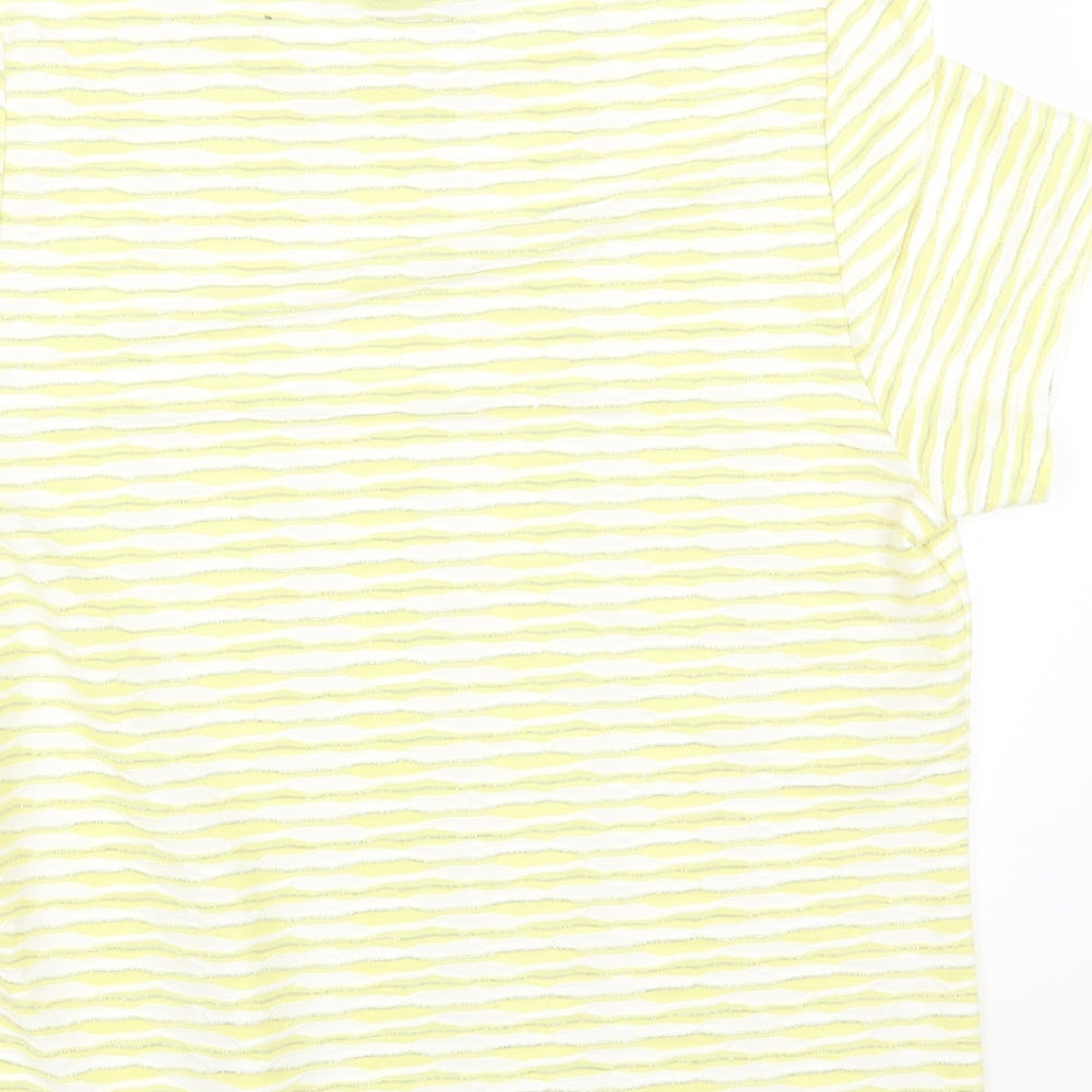 Womens UK Size 14 Profile Yellow Basic T-Shirt
