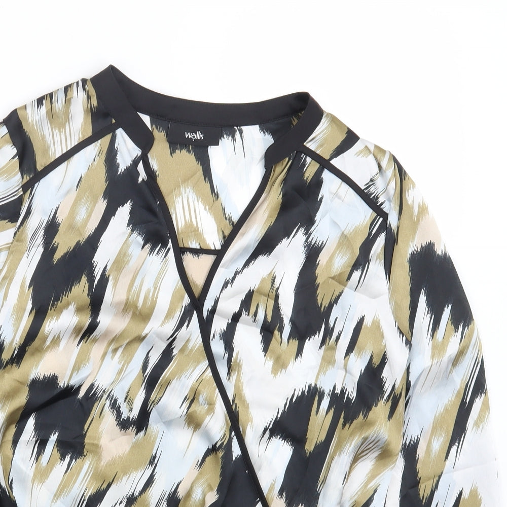 Wallis Womens Multicoloured Geometric Polyester Basic Blouse Size S V-Neck