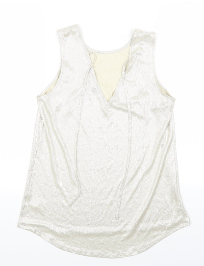 F&F Womens Gold Polyester Basic T-Shirt Size 10 Scoop Neck