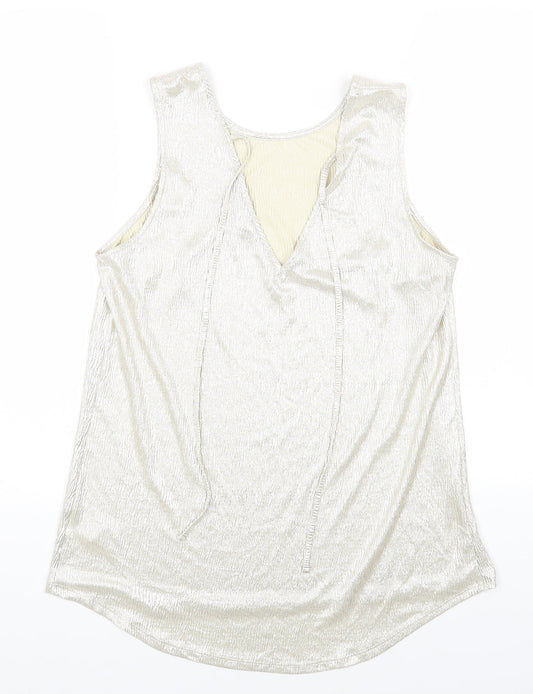 F&F Womens Gold Polyester Basic T-Shirt Size 10 Scoop Neck