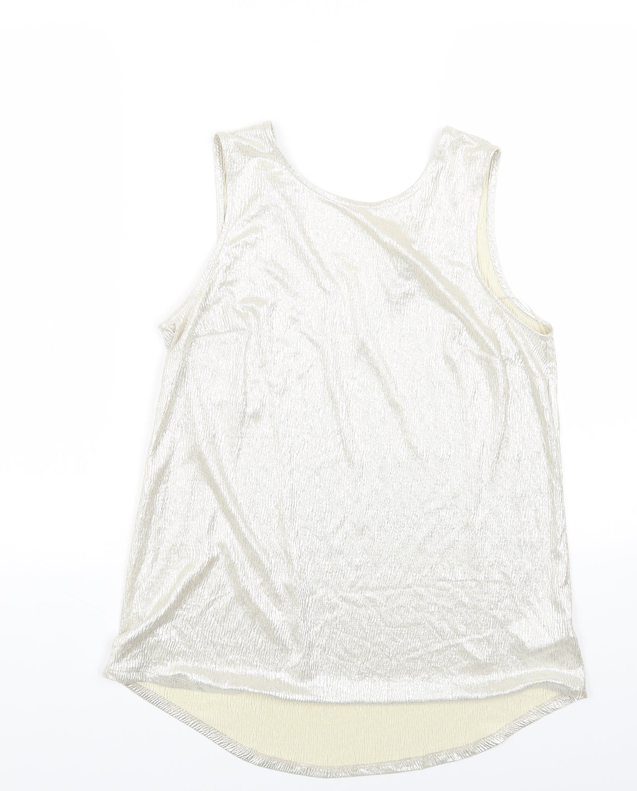 F&F Womens Gold Polyester Basic T-Shirt Size 10 Scoop Neck