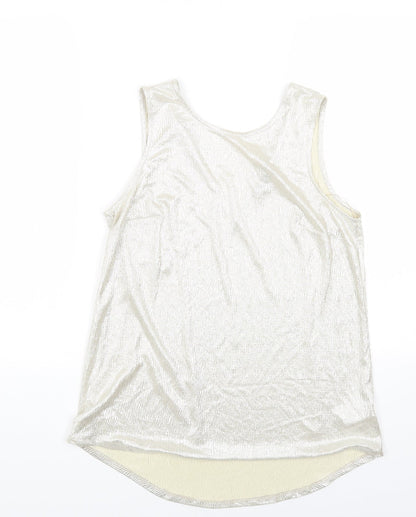 F&F Womens Gold Polyester Basic T-Shirt Size 10 Scoop Neck