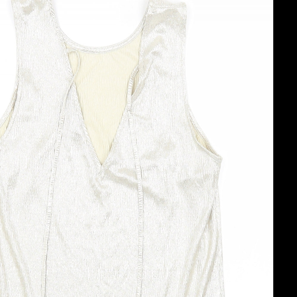 F&F Womens Gold Polyester Basic T-Shirt Size 10 Scoop Neck