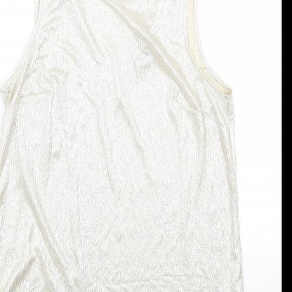 F&F Womens Gold Polyester Basic T-Shirt Size 10 Scoop Neck