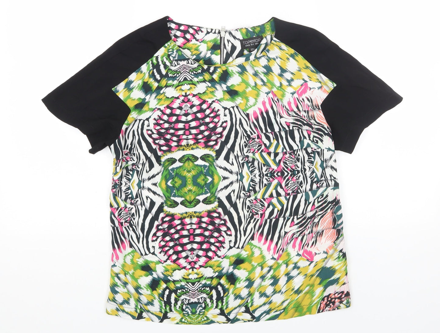 Womens UK Size 8 Topshop Multicoloured Basic T-Shirt