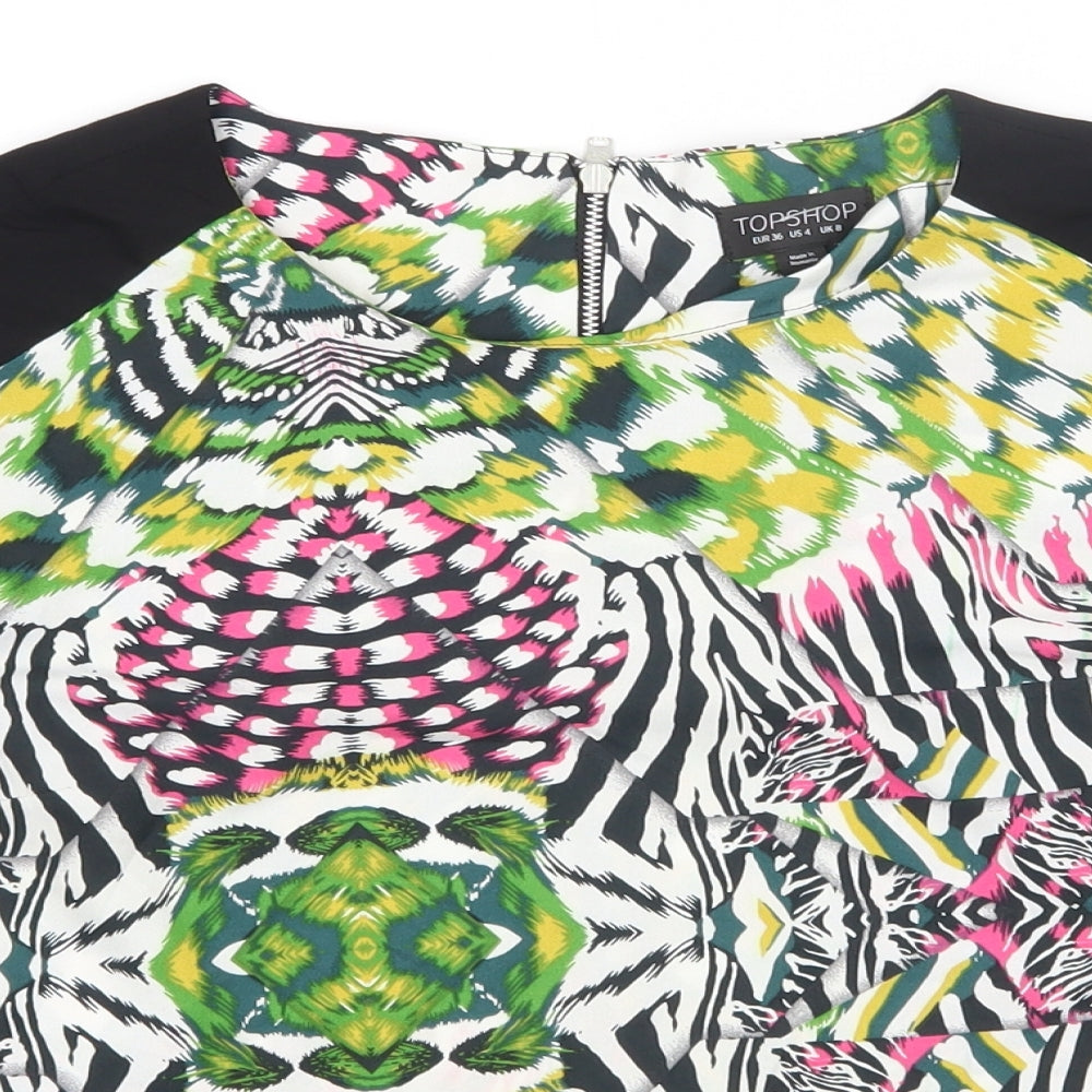 Womens UK Size 8 Topshop Multicoloured Basic T-Shirt