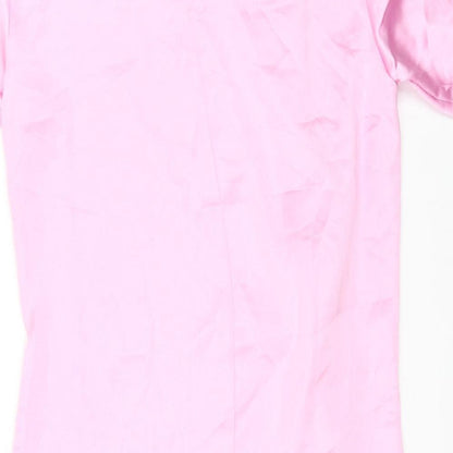 Zara Womens Pink Polyester A-Line Size L Round Neck Zip