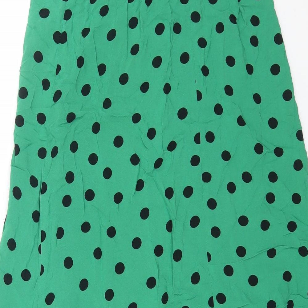 Miss Selfridge Womens Green Polka Dot Viscose A-Line Skirt Size 6 Button